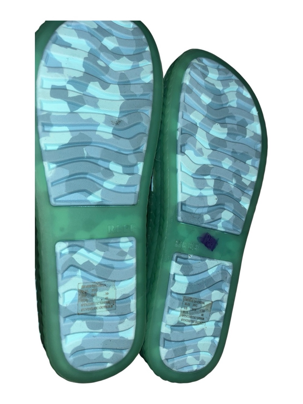 Reef Water Vista Women's Sandals Size 10 Beach Marbled Blue green PVC Free - Picture 7 of 10